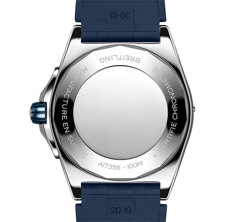 Breitling Super Chronomat 38mm Diamond Watch with Blue Rubber Strap