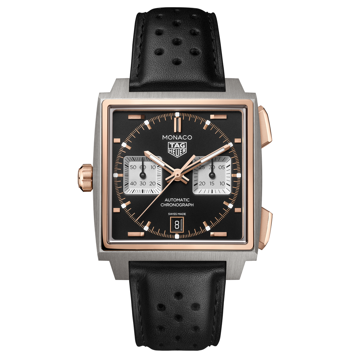 TAG Heuer Monaco Chronograph Watch with Sunray Brushed Black Dial