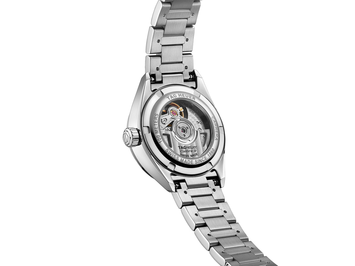 TAG Heuer Carrera Calibre 9 Automatic Ladies' Mother of Pearl Steel Watch, 29mm