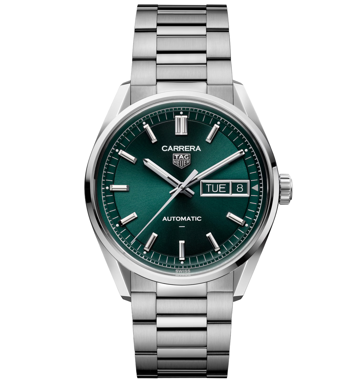TAG Heuer Carrera Day-Date Watch with Deep Green Dial
