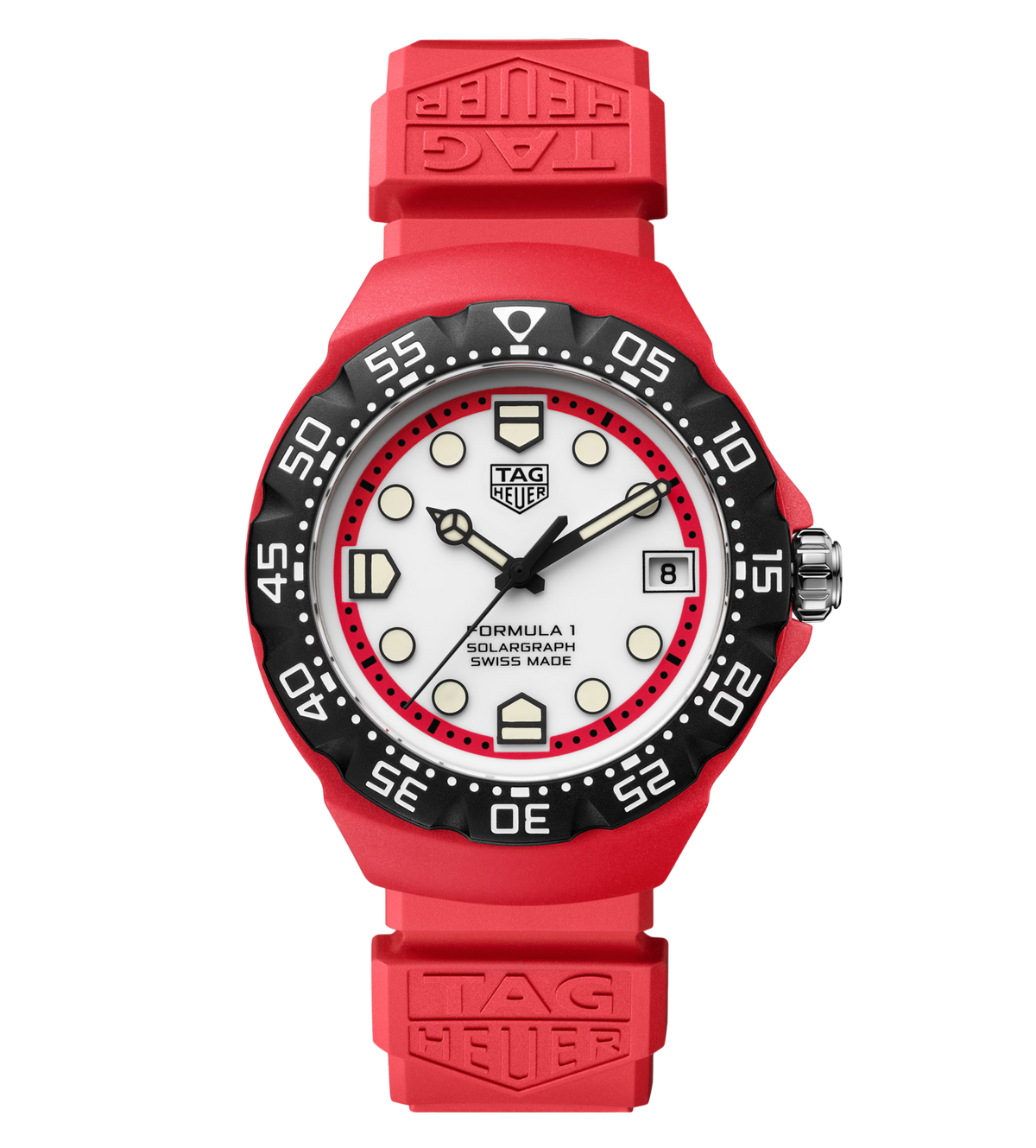 TAG Heuer Formula 1 Solargraph Watch with Red Rubber Strap